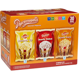 Popcornopolis Popcorn blandet kasse med 30 poser
Popcornopolis Gourmet Popcorn, Variety Pack, 30-count