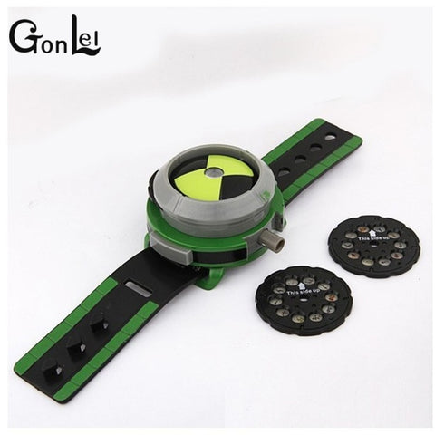 GonLeI 2015 Hot Selling Ben 10 Style Japan Projector Watch BAN DAI Genuine Toys for Kids Children Slide Show Watchband Drop