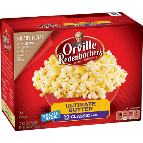 Orville Redenbacher's Ultimative Popcorn med smør, klassisk 12 pak.