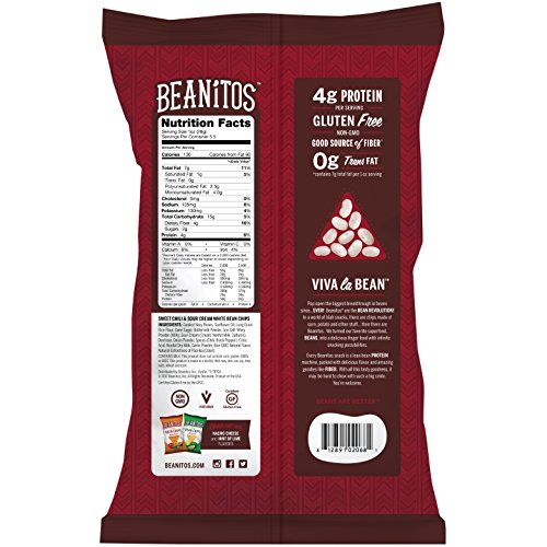 Beanitos White Bean Sweet Chili & Sour Cream, The Healthy, High Protein, Gluten free, and Low Carb Tortilla Chip Snack, 5.5 Ounce A Lean Bean Protein Machine for Superfood Snacking At Its Best