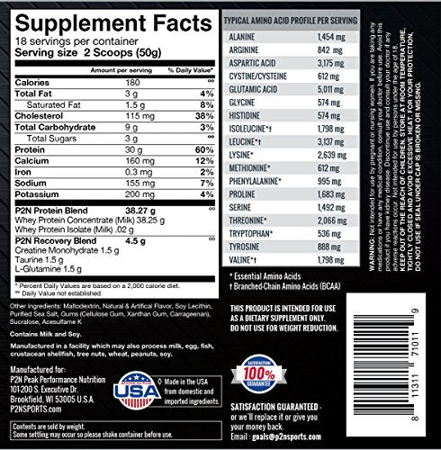 P2N Peak Performance Nutrition P2N Whey Protein, Vanilla, 2 Pound