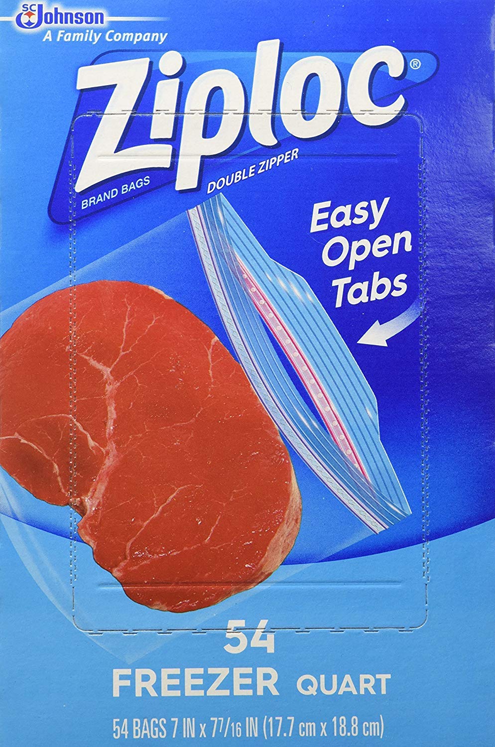 Ziploc Freezer Bags, Heavy Duty, Double Zipper, Quart, Plastic Bags