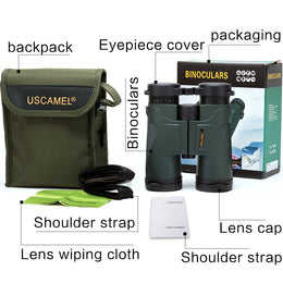 USCAMEL Military HD 10x42 Binoculars Professional Hunting Telescope Zoom High Quality Vision No Infrared Eyepiece Army Green
