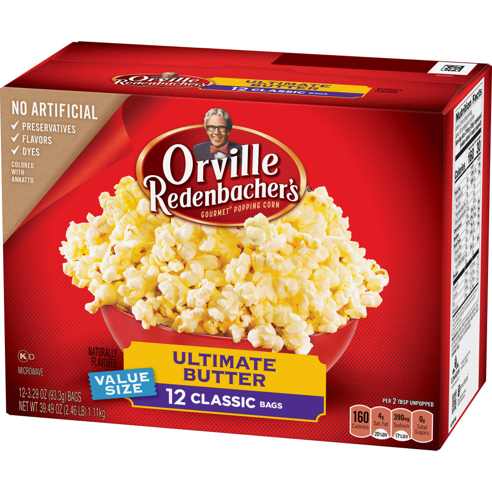 Orville Redenbacher's Ultimative Popcorn med smør, klassisk 12 pak.