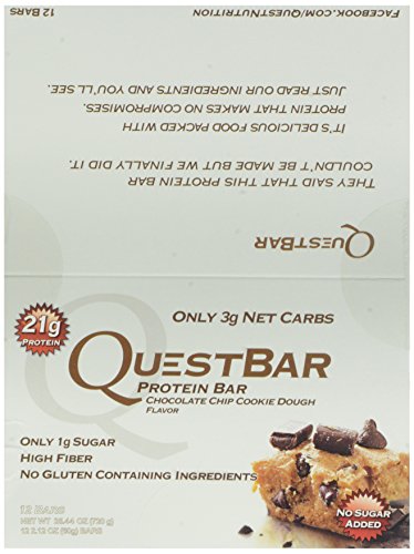 Quest Nutrition Protein Bar, Chocolate Chip Cookie Dough, 2.12 oz,12 Count