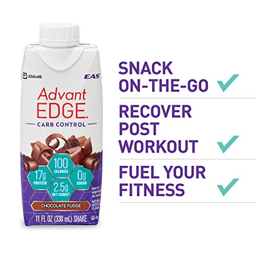 EAS AdvantEDGE Carb Control Ready-to-Drink Protein Shake, 17 grams of Protein, Chocolate Fudge, 4 Count (Packaging May Vary)