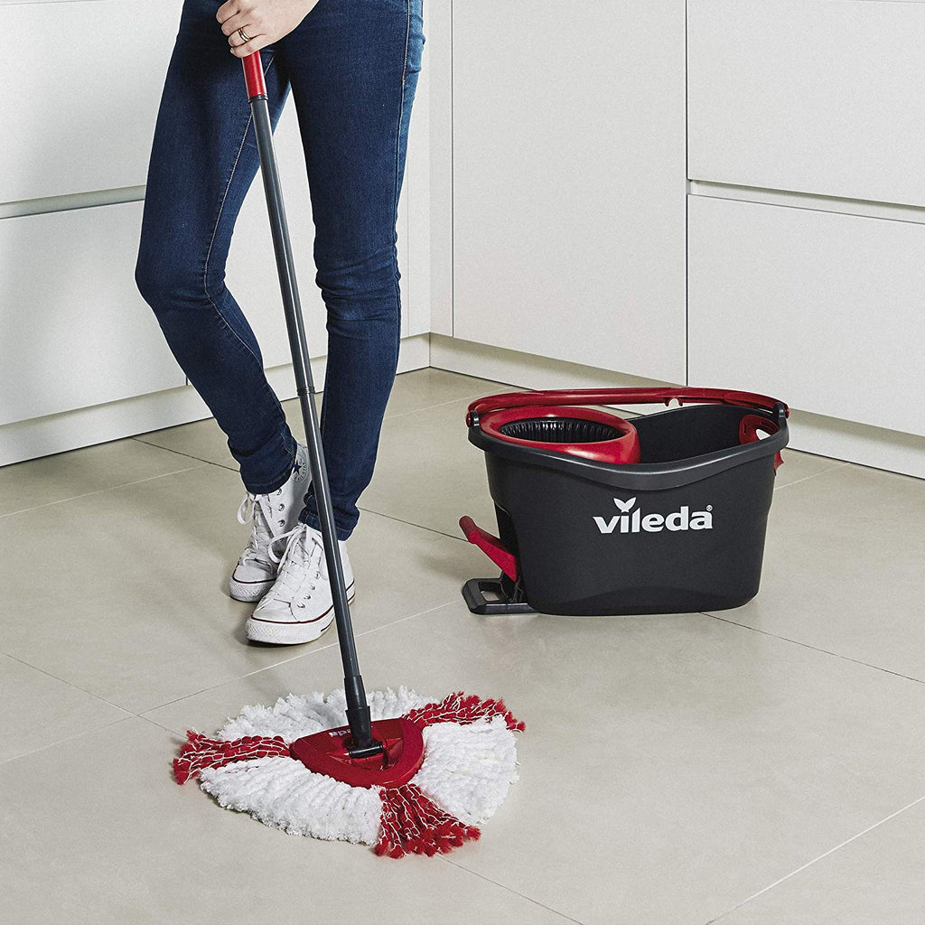 Vileda Easy Wring and Clean Turbo Microfibre Mop and Bucket Set, 48.5 X  27.5 X 28 Cm, Grey/Red : Health & Household 
