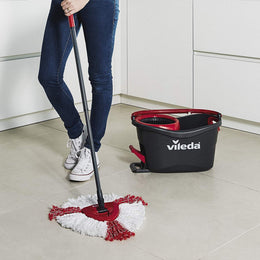 Vileda Turbo Microfibre Mop and Bucket Set, Plastic, Grey/Red, 48.5 x 27.5 x 28 cm