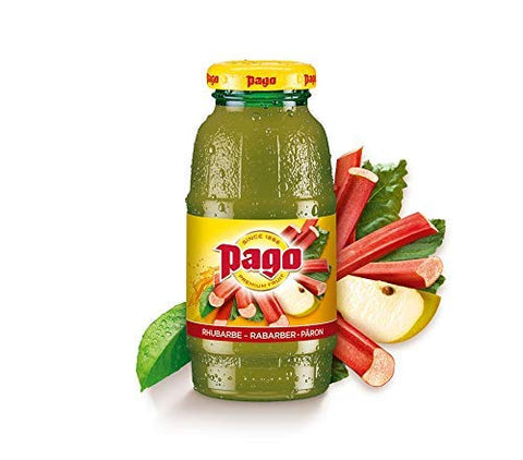 Pago Rhubarb & Pear - 100% Natural Fruits, Free of Artificial Aromas, Sweeteners and Preservatives 200ml (Pack of 12)