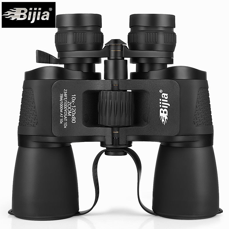 Bijia 10-120x80 Professional Binoculars HD Power Binocolos Flexible Focus Long Range Zoom Nitrogen Waterproof Telescope Hunting