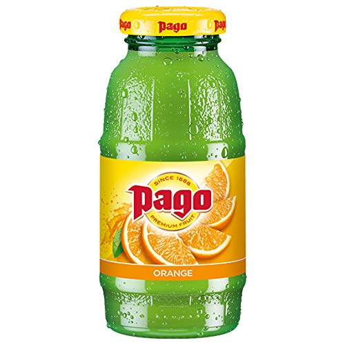 Pago Orange - 100% Natural Fruits, No Added Sugar, Free of Artificial Aromas, Sweeteners and Preservatives 200ml (Pack of 12)