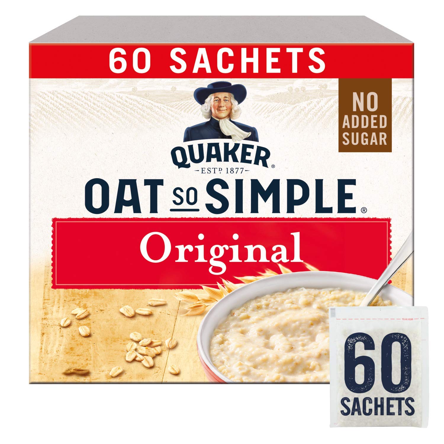 Quaker Oats So Simple Original Microwaveable 27g Sachets X 60 (Packaging May Vary)