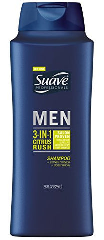 Suave Men Men 3-in-1 Shampoo Conditioner Body Wash, Citrus Rush, 28 oz