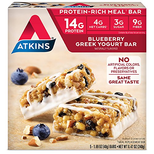 Atkins Protein-Rich Meal Bar, Blueberry Greek Yogurt, 5 Count