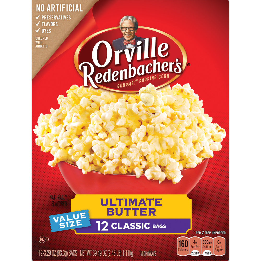 Orville Redenbacher's Ultimative Popcorn med smør, klassisk 12 pak.