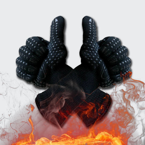 For Kitchen Camping Fireplace Pit Baking Barbecue Outdoor Gants  Heat Resistant Gloves Aramid Silicone Safety Mitts Work Glove