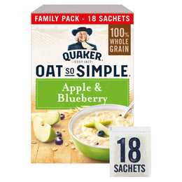 Quaker Oat So Simple Apple and Blueberry Porridge Sachets, 18 x 36 g (Pack of 8)