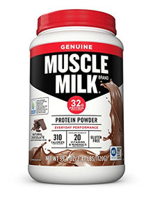 Muscle Milk Naturals Protein Powder, Natural Real Chocolate, 32g Protein, 2.47 Pound