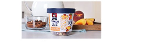 Quaker "Natten over" nyhed. Med fersken, 12 kopper á 72 gram  |  Quaker Overnight Oats, Orchard Peach Pecan Perfection, Breakfast Cereal, 2.57oz 12 Cups