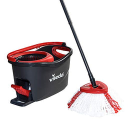 Vileda Turbo Microfibre Mop and Bucket Set, Plastic, Grey/Red, 48.5 x 27.5 x 28 cm