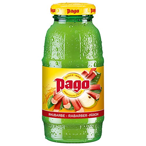 Pago Rhubarb & Pear - 100% Natural Fruits, Free of Artificial Aromas, Sweeteners and Preservatives 200ml (Pack of 12)