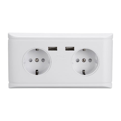 RU warehouse brand new arrival! EU wall power socket 155*84mm 16A Double Wall Power Socket With 2 USB Outlet