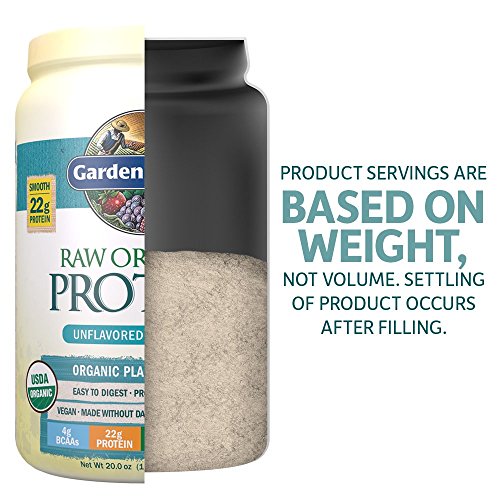 Garden of Life Organic Vegan Protein Powder with Vitamins and Probiotics - Raw Organic Plant Based Protein Shake, Sugar Free, Unflavored, 20.0oz (1 lb 4 oz/568g) Powder