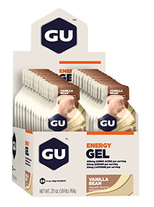 GU Original Sports Nutrition Energy Gel, Vanilla Bean, 24 Count