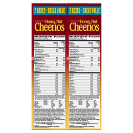 Honey Nut Cheerios, 1.5 kg i to pakker. 
Cheerios Cereal, Honey Nut, 27.5 oz, 2-count