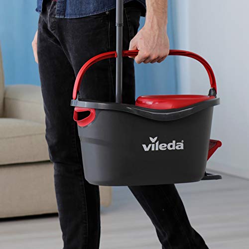 Vileda Turbo Microfibre Mop and Bucket Set, Plastic, Grey/Red, 48.5 x 27.5 x 28 cm
