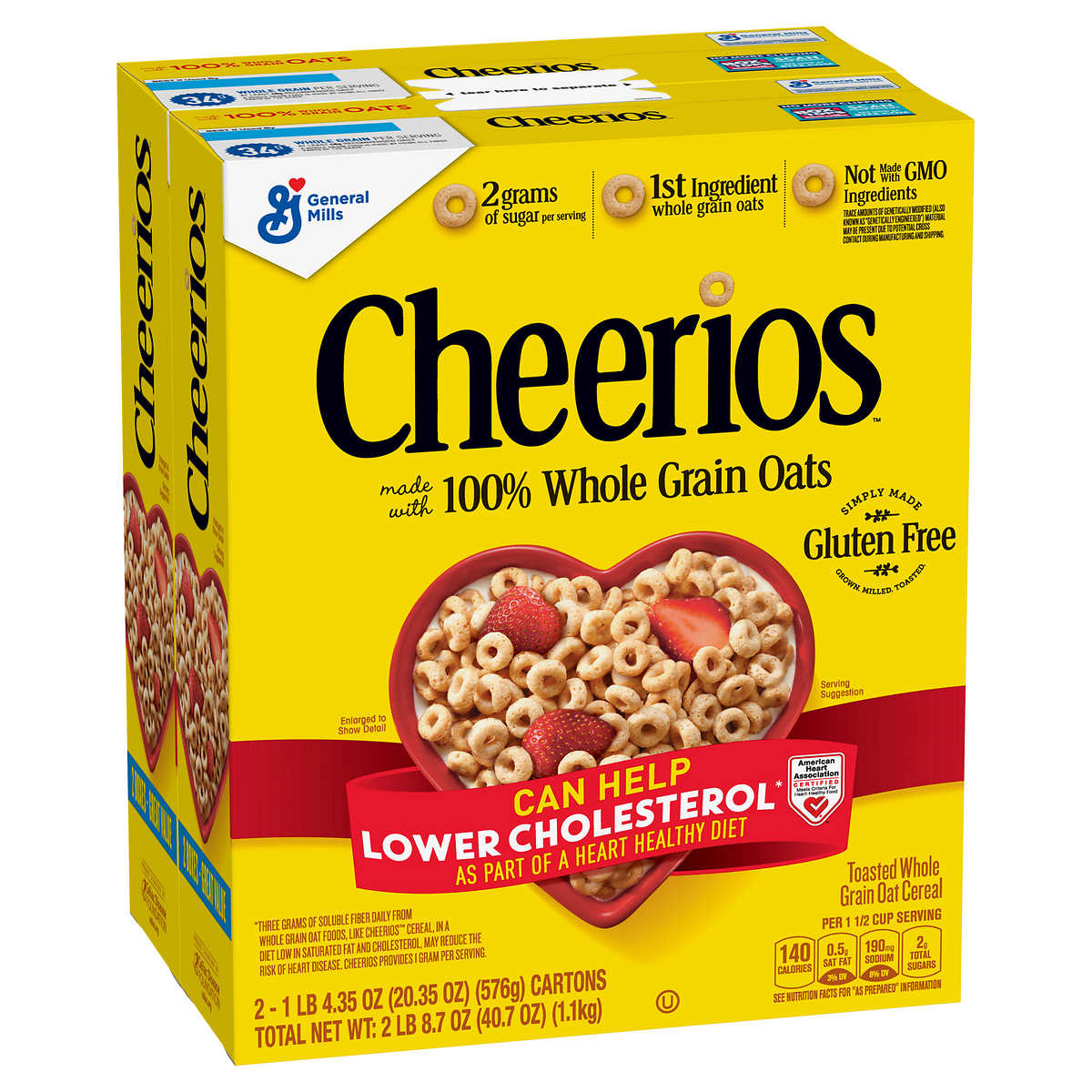 Cheerios morgenmad i to poser. 1.2 kg. 
Cheerios Cereal, 20.35 oz, 2-count