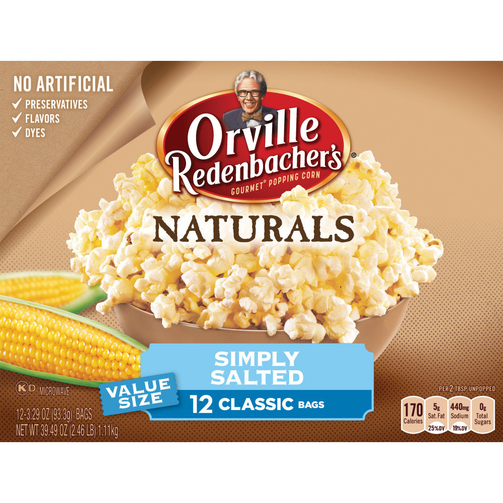Orville Redenbacher's Naturals Simply Salted Popcorn, Classic Bag, 12-CountOrville Redenbacher's Naturals Simply Salted Popcorn, Classic Bag, 12-Count