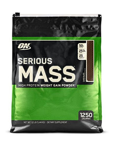 Optimum Nutrition Serious Mass Gainer Protein Powder, Chocolate, 12 Pound