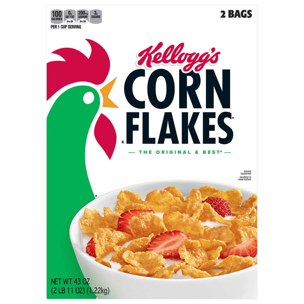 1.2 kg Kellogg's Corn Flakes morgenmad, 43 oz
Kellogg's Corn Flakes Cereal, 43 oz