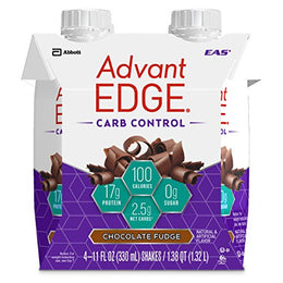 EAS AdvantEDGE Carb Control Ready-to-Drink Protein Shake, 17 grams of Protein, Chocolate Fudge, 4 Count (Packaging May Vary)