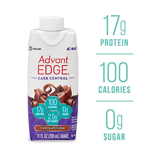 EAS AdvantEDGE Carb Control Ready-to-Drink Protein Shake, 17 grams of Protein, Chocolate Fudge, 4 Count (Packaging May Vary)
