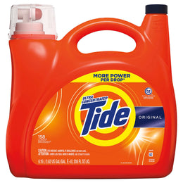 Tide ultra koncentreret flydende vaskemiddel til 158 vask. der er i alt 6 liter
Tide Ultra Concentrated HE Liquid Laundry Detergent, 158 loads, 208 fl oz