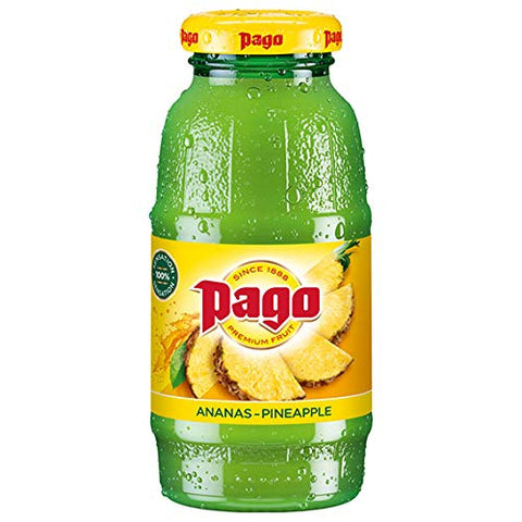 Pago Pineapple Juice - 100% Natural Fruits, No Added Sugar, Free of Artificial Aromas, Sweeteners and Preservatives 200ml (Pack of 12)