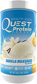 Quest Nutrition Protein Powder, Vanilla Milkshake, 22g Protein, 88% P/Cals, 0g Sugar, 3g Net Carbs, Low Carb, Gluten Free, Soy Free, 2lb Tub