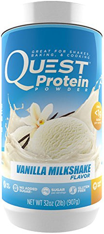 Quest Nutrition Protein Powder, Vanilla Milkshake, 22g Protein, 88% P/Cals, 0g Sugar, 3g Net Carbs, Low Carb, Gluten Free, Soy Free, 2lb Tub