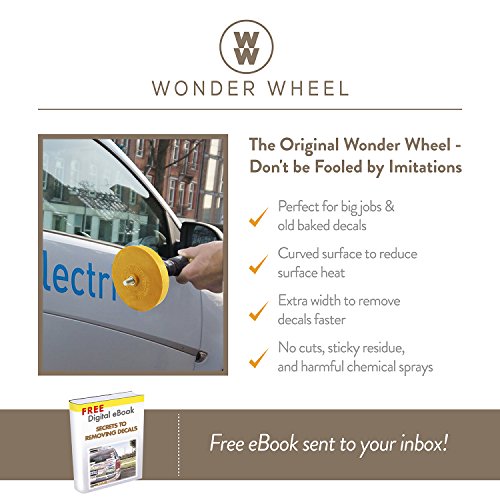 Official 'Wonder Wheel' Vinyl Decal Sticker Remover - Smooth Rubber Eraser Wheel Pad - Remove Decals in Minutes - 3 Year Warranty - Safe & Reusable