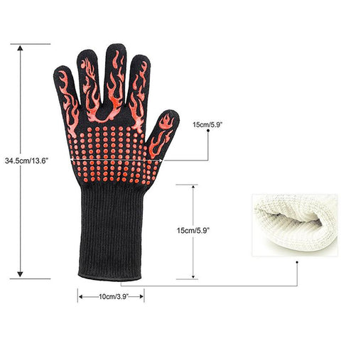 2pcs BBQ Grill Oven Gloves Heat Resistant Premium Insulated Silicone Lined Aramid Fiber Gloves for Baking Oven Mitts Long Cuff