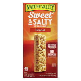 Nature Valley peanut Sød &  Salte nødder 48 barer alt i alt 1.6 kg. 
Nature Valley Sweet 'N Salty Granola Bar, Peanut, 1.2 oz, 48-count