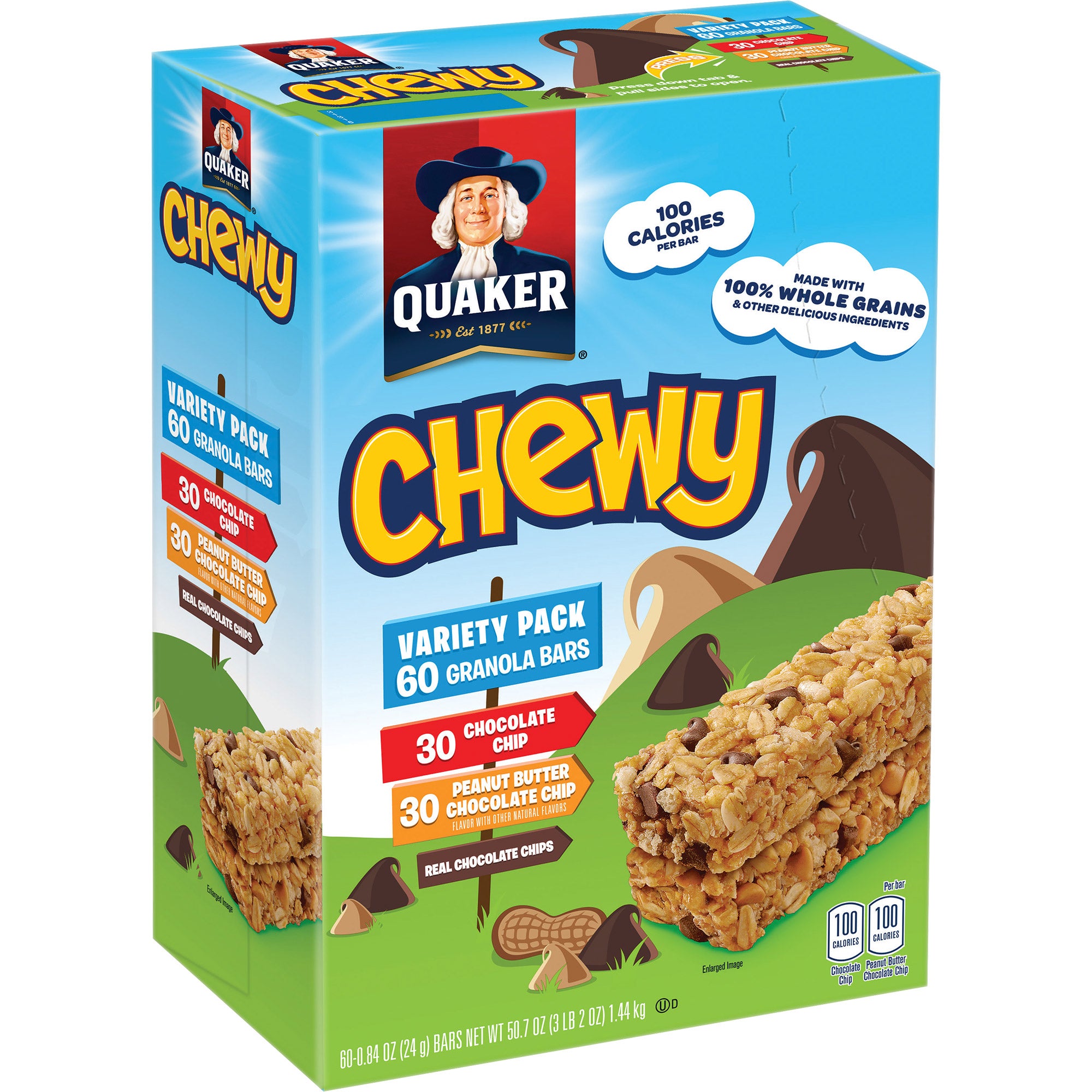 Quaker Chewy Granola Bar Variety Pack 0,84 oz, 60-tæller