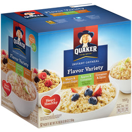 Quaker Instant Havregryn Flavored Hot Cereal Variety Pack, 52-count