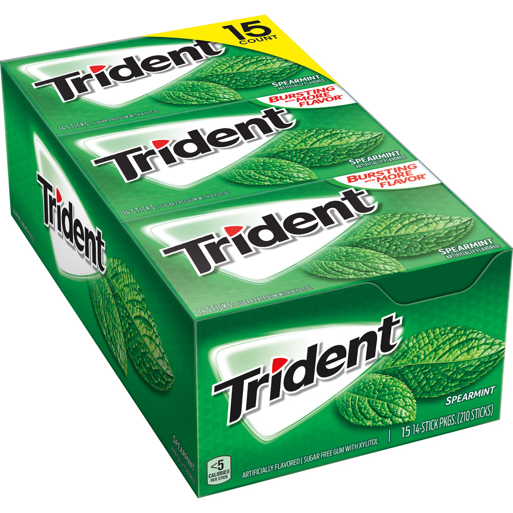 Trident Sugar Free Gum, Spearment, 14-piece, 15-count