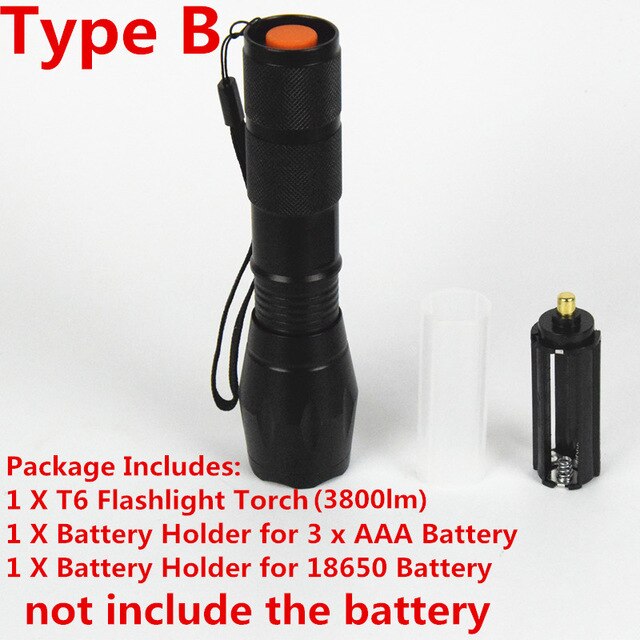 Aifeng 3800lm Cree Xml T6 Flashlight 18650 2000lm Q5 Torch Zoom Led  Rechargeable Lamp Zoomable Hunting Camping